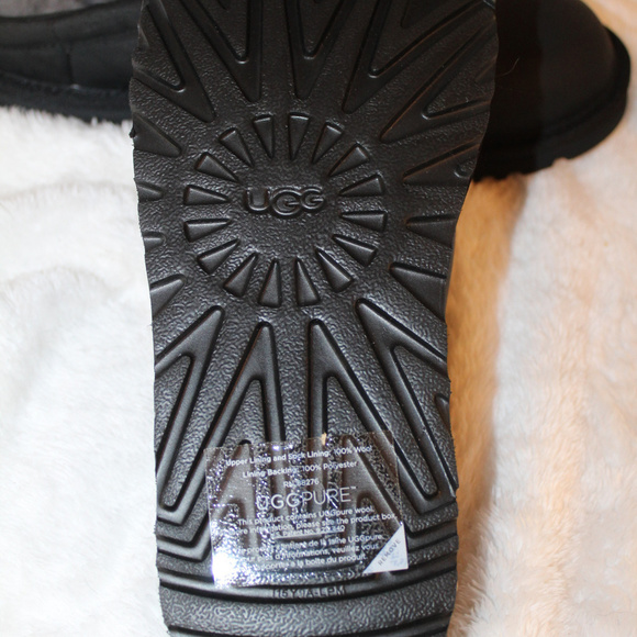 UGG LEATHER CLOG SHEARLING SLIPPERS NEW BLACK - Picture 3 of 8